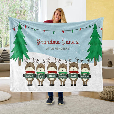 Personalized Christmas Family Member Fleece Blanket II