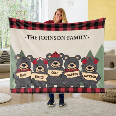 Personalized Christmas Family Member Fleece Blanket III