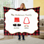 Personalized Christmas Feet Family Member's Name Fleece Blanket