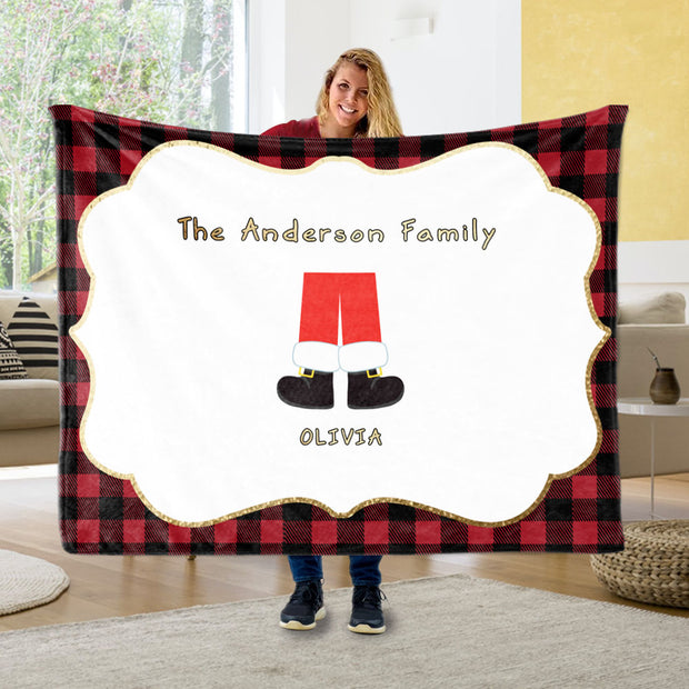 Personalized Christmas Feet Family Member's Name Fleece Blanket