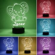 Custom Name  elephant Children's Night Light - 7 Colors 3D Night Light, New Christmas Gift!