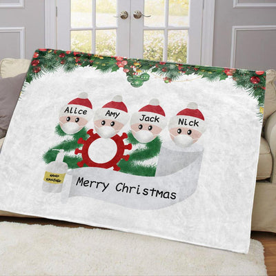 Personalized Christmas Family Member Fleece Blanket I