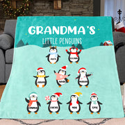 Personalized Penguins Christmas Blanket with Children's Names