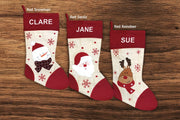 Personalised Christmas Stocking - Red Santa, Snowman and Reindeer Designs - Embroidered Name