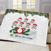 Personalized Christmas Family Member Fleece Blanket I