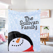 Personalized  Snowman Christmas Family Member Fleece Blanket