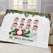 Personalized Christmas Family Member Fleece Blanket I