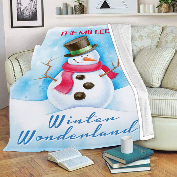 Personalized  Snowman Christmas Family Member Fleece Blanket