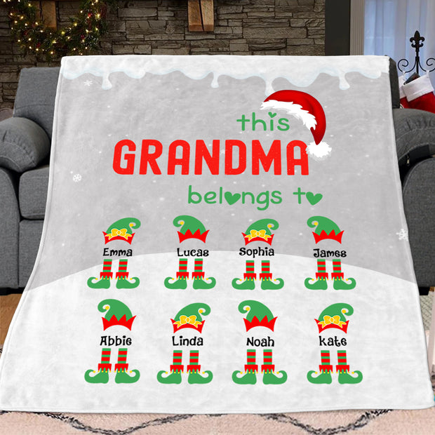 Custom Christmas Elf Blanket with Grandkids' Names