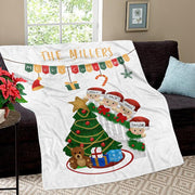 Personalized Christmas Tree and Hat Family Member's Name Fleece Blanket II