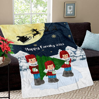 Personalized Christmas Family Member Fleece Blanket I