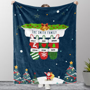 Personalized Christmas Gloves Family Member Fleece Blanket II