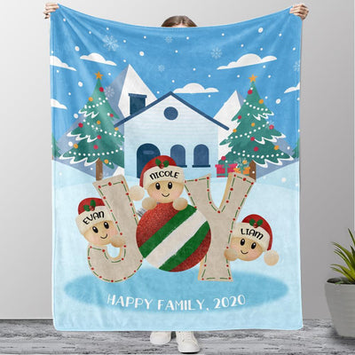 Personalized Christmas Tree and Hat Family Member's Name Fleece Blanket III