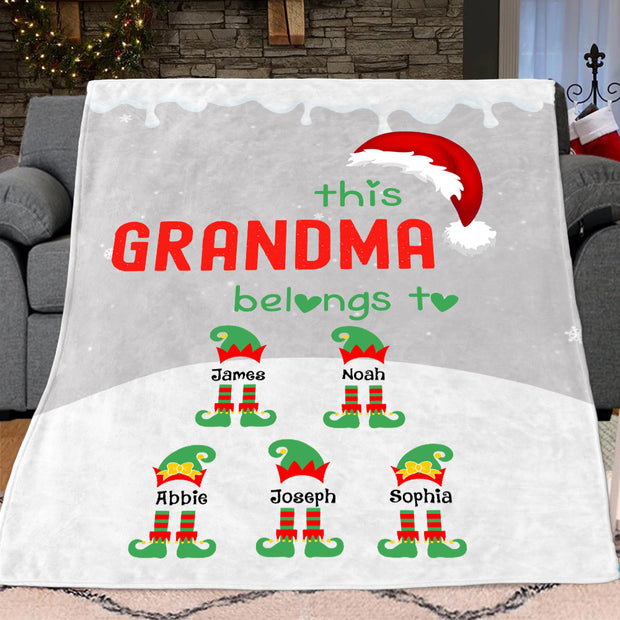 Custom Christmas Elf Blanket with Grandkids' Names