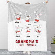 Personalized Christmas Family Member Bunny Fleece Blanket